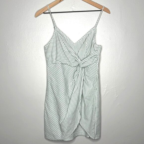 Altar'd‎ State Womens Mini Dress Small Green Striped Cotton Knot Vacation Resort - Picture 1 of 10